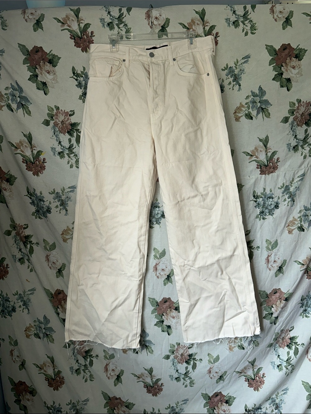 Veronica Beard Cream Corduroy Wide-Leg Jeans